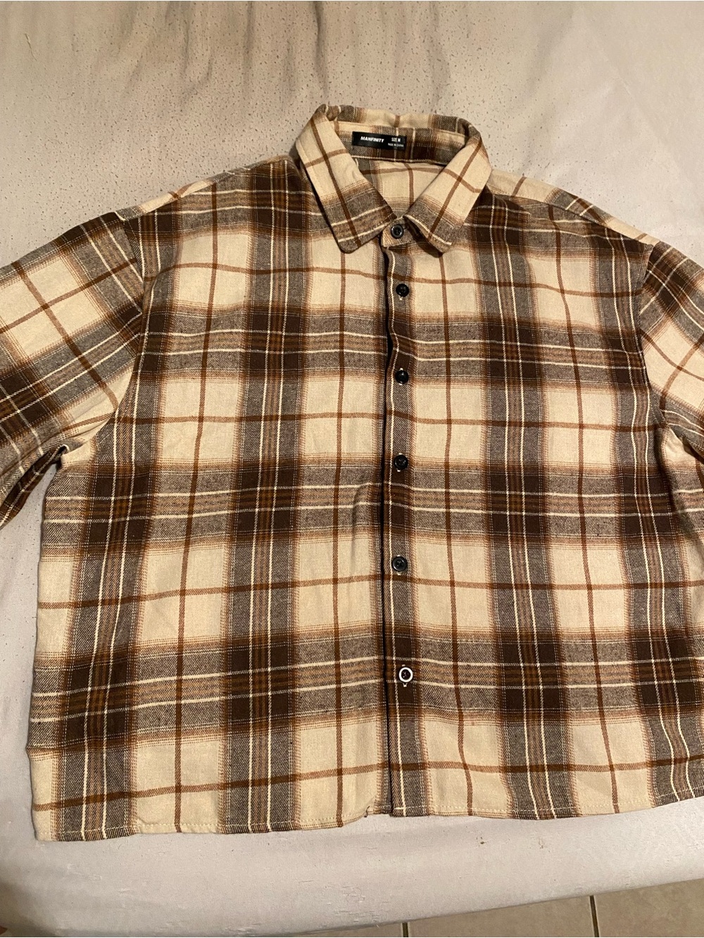 Brown flannel button down shirt men size M never worn